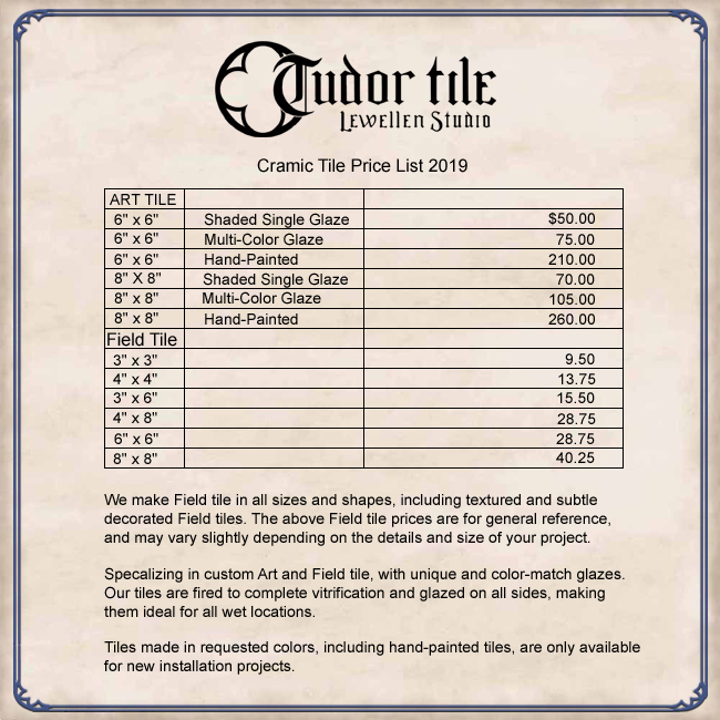 Tudor Price List 2019
